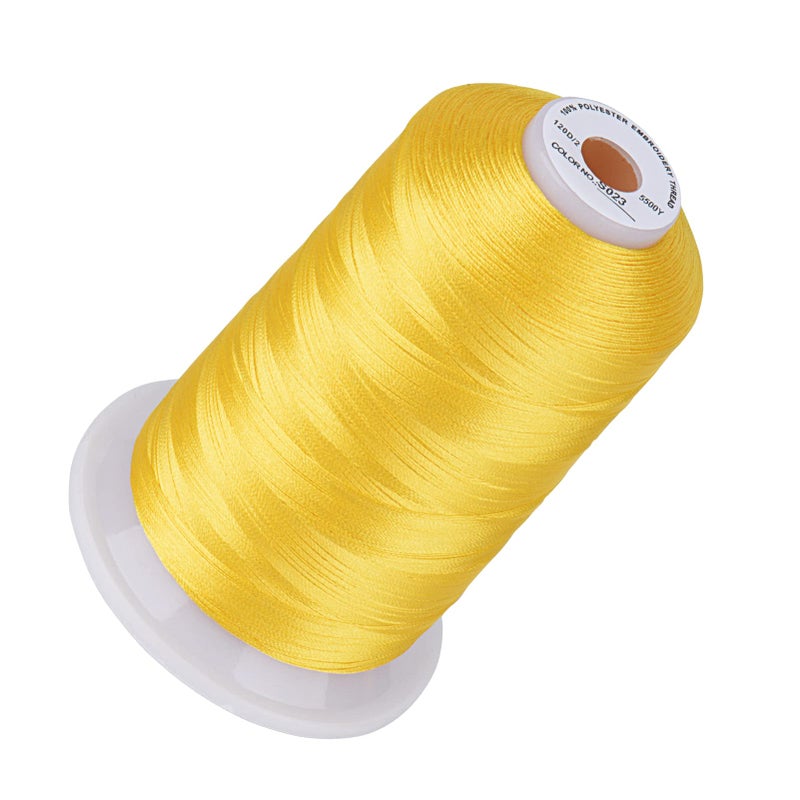 Simthread 5500Yds Embroidery Thread, 5000M High-Yardage 40WT 100% Polyester Thread - 170+ Vivid Colors, High-Speed Rated - Compatible with Brother, Singer, Janome & More - Sun Flower S023 - Image 1